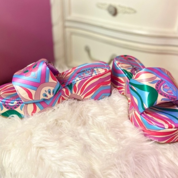 Fashion Nova y2k Style Platforms Sandals Velcro Strap Diamond Accent Women’s 7.5 - Picture 5 of 6